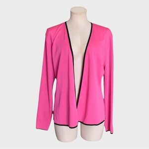 Misook Textured‎ Knit Open Front Contrast Trim Jacket